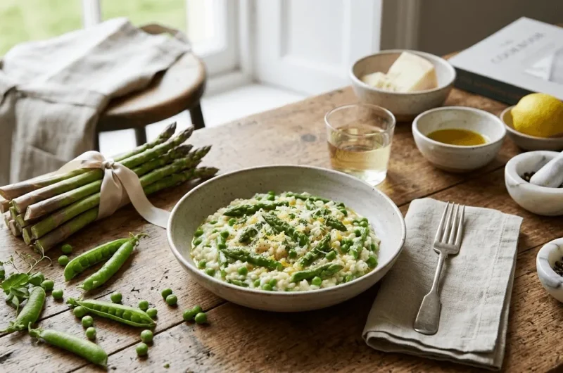 Creamy One-Pan Asparagus & Pea Risotto with Lemon & Herbs