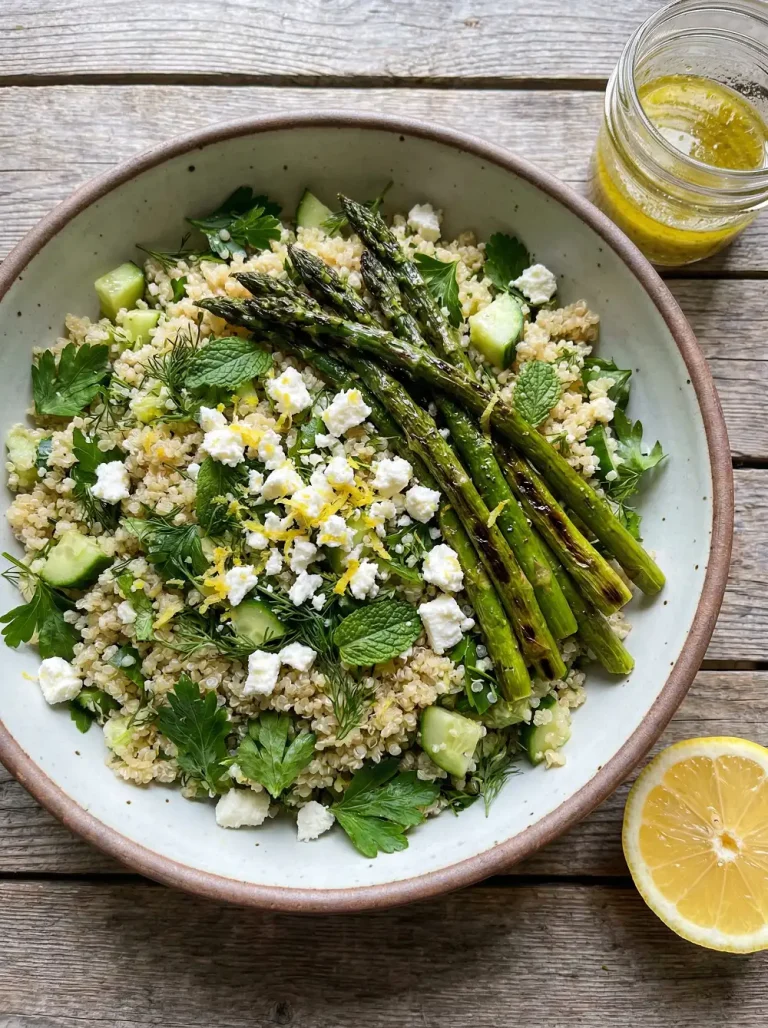 Lemon Herb Quinoa Salad with Roasted Asparagus