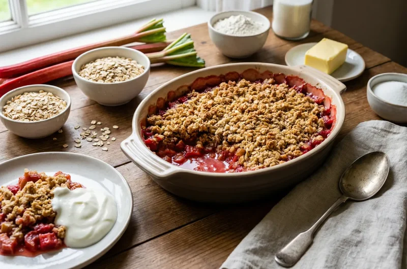 Rustic Rhubarb Crisp with Vanilla Yogurt